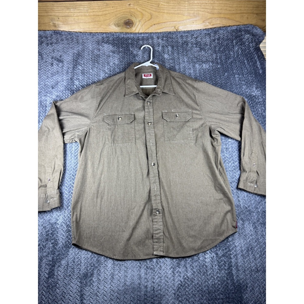 Wrangler Epic Soft Woven Shirt Men XL Brown Cotton Stretch Long Sleeve 112324408